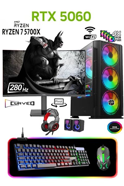 Apphirex RİSE X56 Ryzen 7 5700X 32GB 1TB M2 SSD RTX5060 27'' 280Hz Masaüstü O...