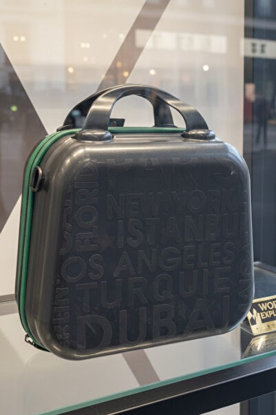 AS MOBİLE Siyah & Yeşil Premium Makyaj Valizi - Elde Taşınabilir Kozmetik Düz...