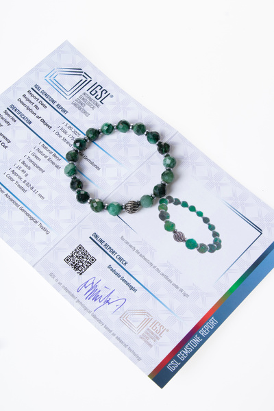 OSMANLI DOĞAL TAŞ سوار من الزمرد والهيماتيت مع جهاز فضي معتمد (س.ك. 302)