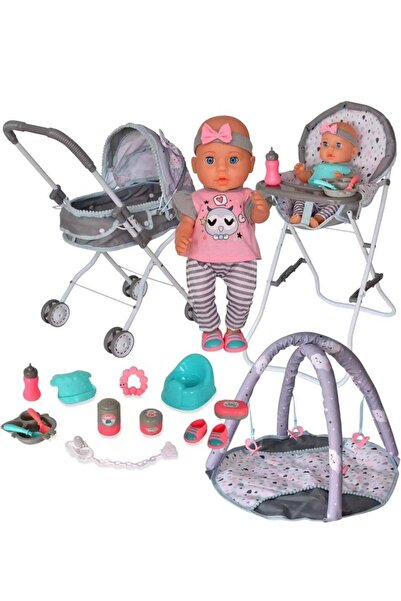 Toybox دمية طفل مع عربة أطفال ومجموعة من الملحقات للأطفال فوق سن 3 سنوات