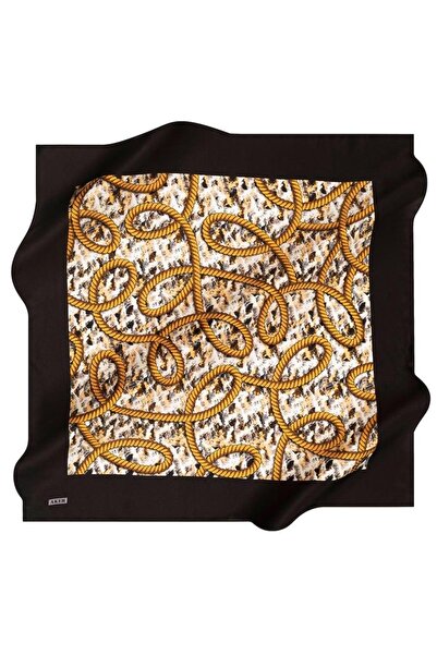 Aker Sura Silk Scarf 8523701 - 311 Black Straw Pattern