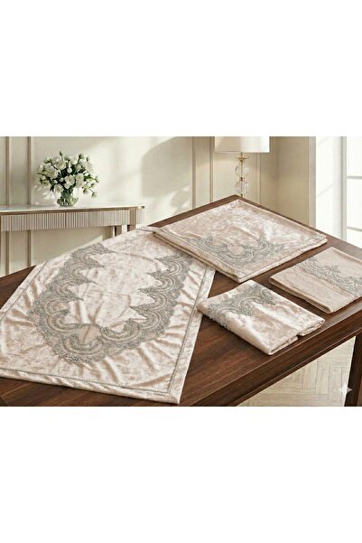 Sfr Home by FİSKOS French Lace Velvet Praying Mat Set 4 Pieces