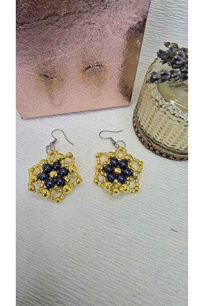 Amma Design Cercei handmade rotunzi cu perle și mărgele Toho aurii, 3,5 cm, o...