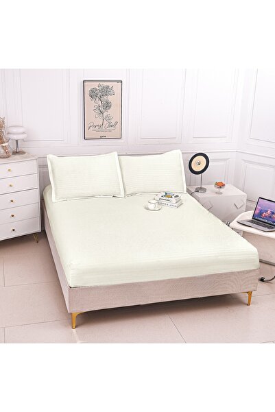 trendyhome Husă de pat cu elastic din damasc, bumbac finet – 180x200 cm