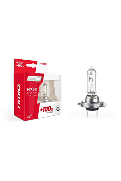AMIO Set becuri cu halogen H7 12V 55W LumiTec SILVER + 100% DUO BOX