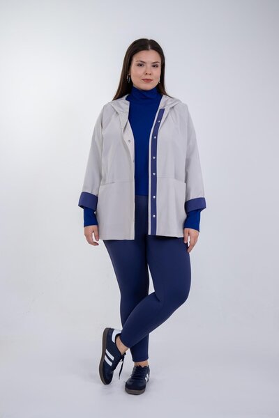 Roxxlen Γυναικείο αδιάβροχο με κουμπωτά κούμπωμα σε μεγάλο μέγεθος