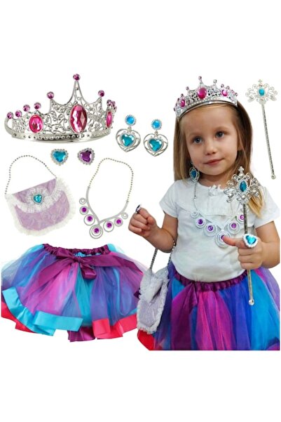 OEM Костюм на принцеса с корона и аксесоари, 9 части, многоцветен, за деца