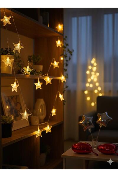TATLI GÜNLER 1,5 Metre Yıldız 2 Pilli LED Işık – Ramazan Yıldız LED – Kablosu...