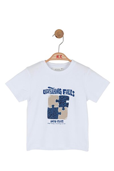 NK Baby Boy Puzzle Tshirt 1-4 Years Old White-Sax