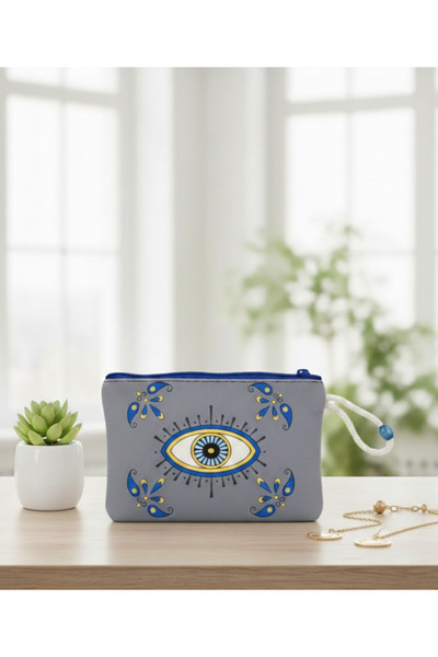 YONGA'S BOUTİQUE Evil Eye Bead Patterned Cosmetic and Makeup Bag - Handheld P...