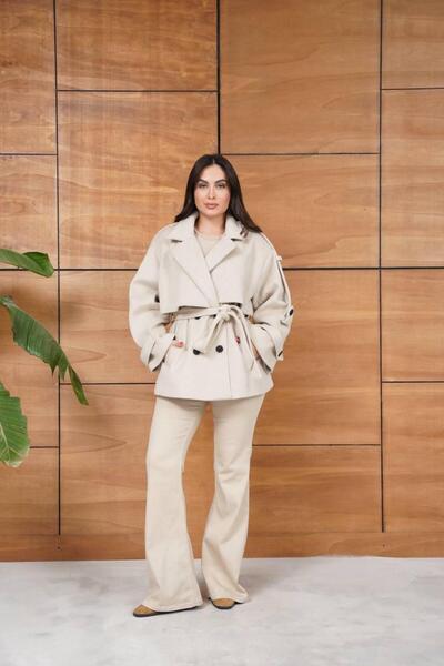 Ekim Store Kaşe Double-Breasted Belted Trench Coat