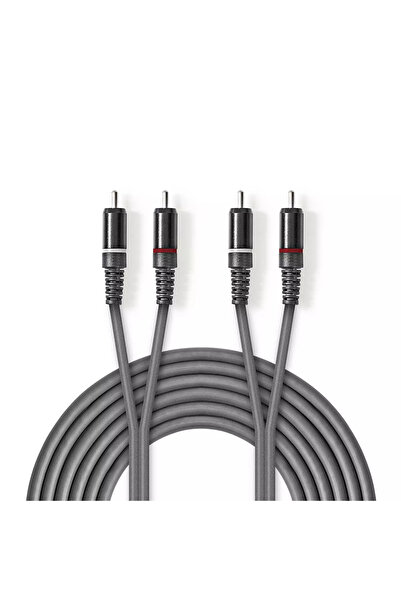 Nedis Cablu audio stereo 2x RCA tata - 2x RCA tata 5m gri