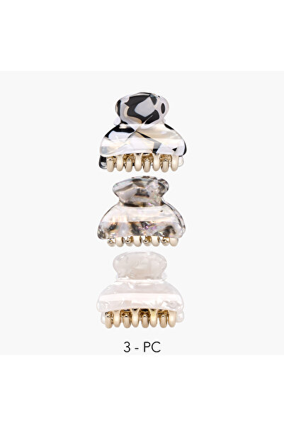 Lifestyle Pack of 3 Curved Hair Clamp with Pearl Finish