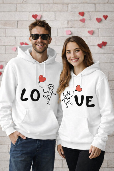 CONSTRAİN Sevgili Kombini Love Sweatshirt – Kadın Erkek Çift Sweatshirt | Ove...
