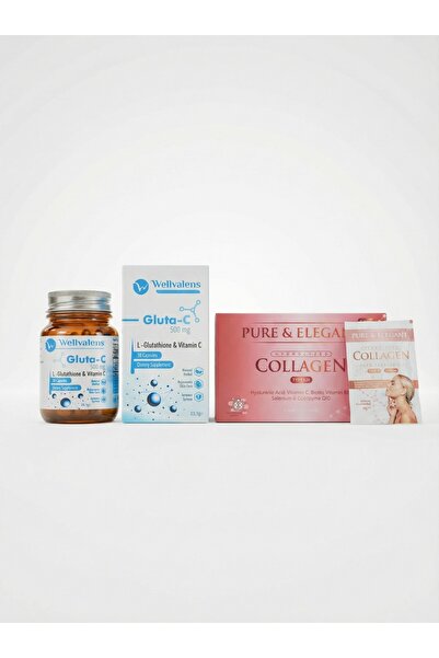 Wellvalens Pure & Elegant 10.000 mg Kolajen Saşe + Gluta-C Set Beauty Paketi