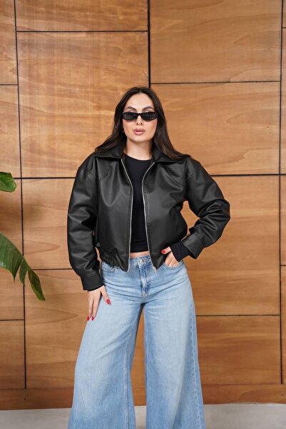 Ekim Store Δερμάτινο μπουφάν με φερμουάρ