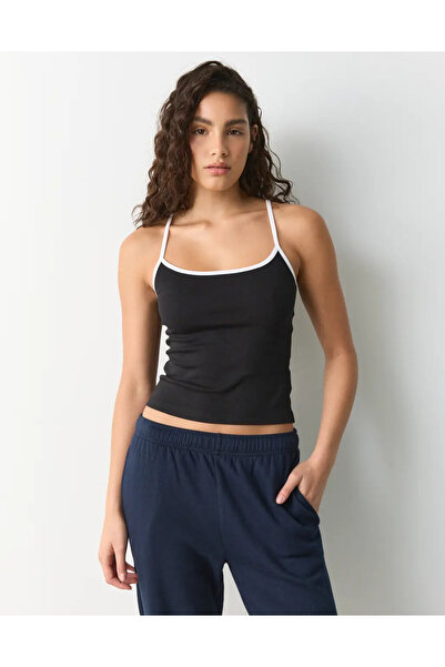 dgs look Black Strappy 100% Cotton Blouse