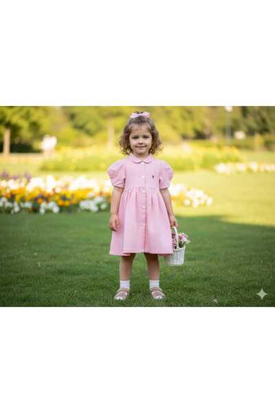 Pierre Cardin önden düğmeli yarım Kol Kız Çocuk Elbise