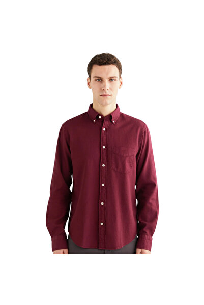 Gant Erkek Bordo Regular Fit Düğmeli Yaka Gömlek