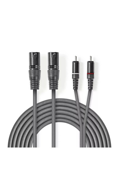 OEM Audio cable 2x XLR 3-Pin male - 2x RCA male 3m gray Nedis