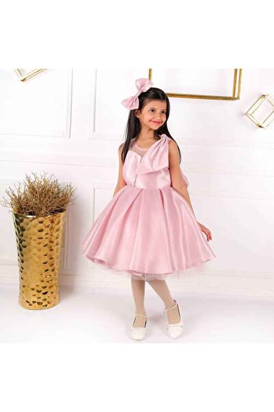 Mamnon Pink organza dress with a bow