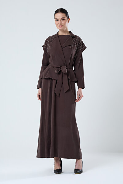 Jupe Kadın Zarif Omuz İşlemeli Yelekli Elbise 7266