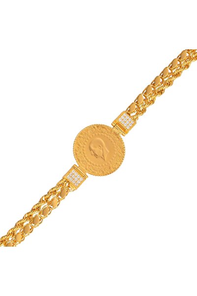 H.M Hakan Mücevherat Halat ve Pullu Çeyrekli Bileklik 14 Ayar Altın 8,70 Gram
