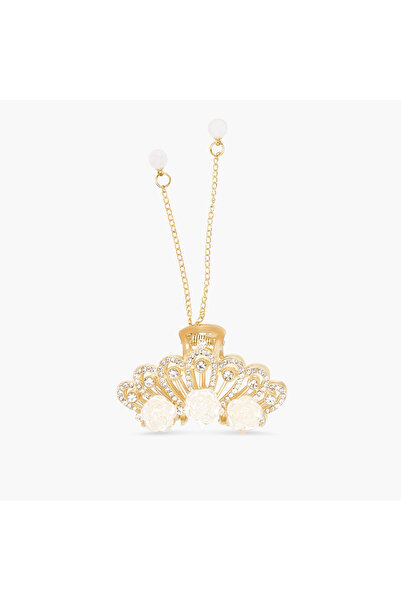 Lifestyle Curved Hair Clamp with Stone Embellished Design