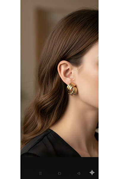 Serra أقراط نسائية من الفولاذ المقاوم للصدأ 316L بلون ذهبي عتيق