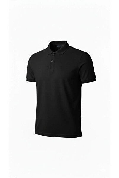 BLACK MODBLACK Men's Pique Fabric Buttoned Collar Regular Fit Casual Short Sl...