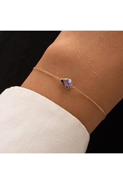 H.M Hakan Mücevherat 14 Ayar Mor Renkli Taşlı Bileklik