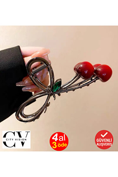 cityvision Agrafă de păr din metal de culoare neagră cu cireșe 12 cm - elegan...