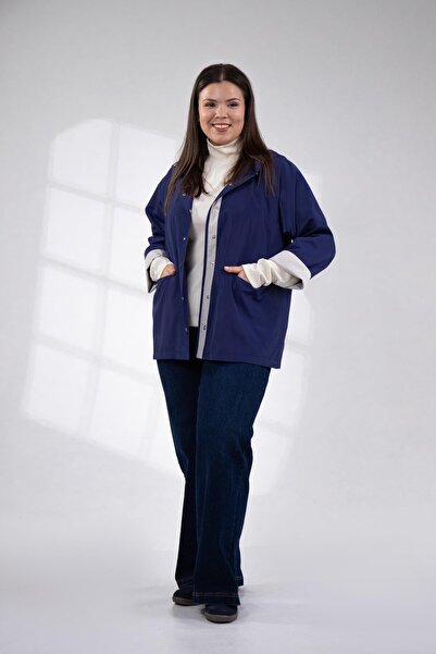 Roxxlen Дощовик з застібками для жінок великих розмірів