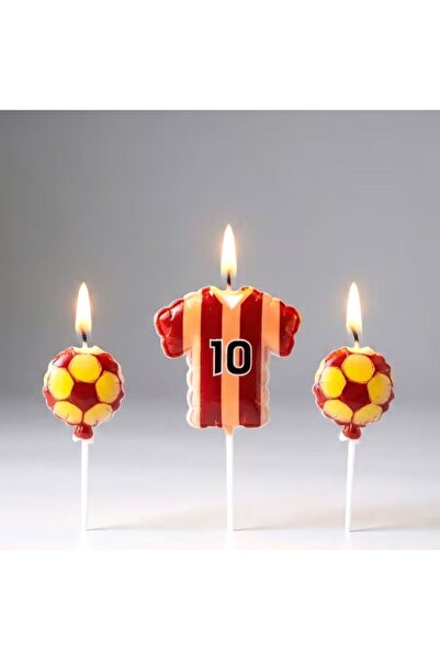 parti sürprizi Taraftar Temalı Futbol Topu Sarı Kırmızı Mum Set