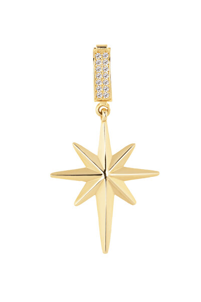 H.M Hakan Mücevherat Kutup Yıldızı Taşlı Klipsli 14 Ayar Kolye Ucu 4 cm