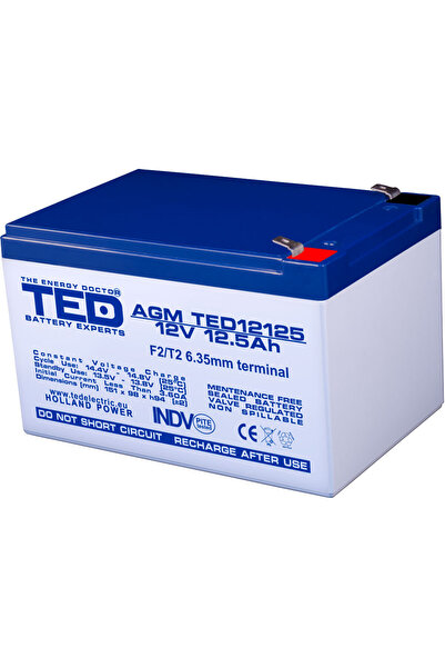 OEM Acumulator AGM VRLA 12V 12.5Ah plumb acid 151x98x95 mm F2 terminal TED Ba...