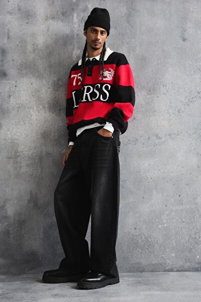 Bershka Nakışlı polo yaka kazak