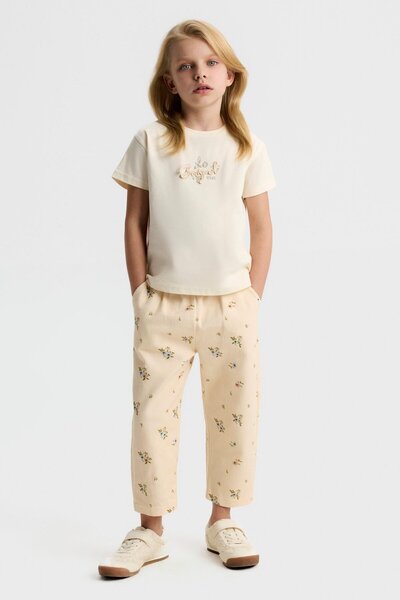 NK Детски панталони Full Bloom за момичета 4-8 години, цвят крем