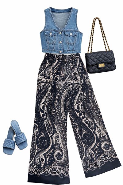 ESSELİNA.CO Yazlık Desenli Cepli Pantolon