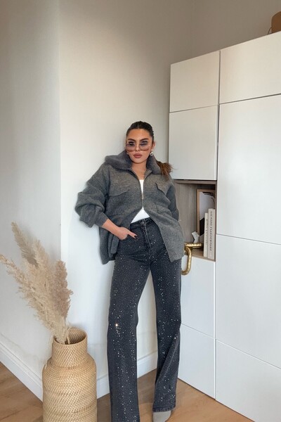 Sohotique By P Silver Troklu material elastic Flare Jean Gri