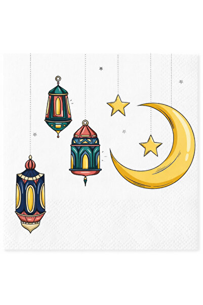 Behind party store Ramadan Themed Napkin |   Moon Star & Lantern Patterned | ...