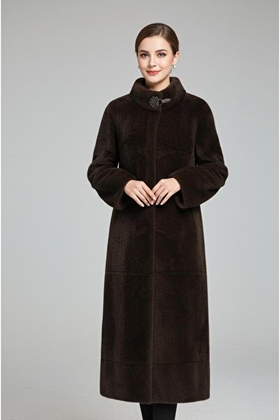 Rabiossa Women's Long Coat with Brooch