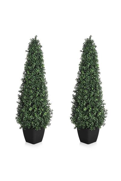 Garvee أشجار البقس الاصطناعية المزخرفة، بطول 90 سم، طقم من قطعتين، مع أصيص أس...