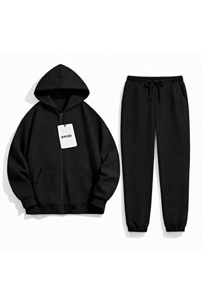 pandy Set de trening din 2 piese, cu cardigan cu fermoar și elastic la picioa...