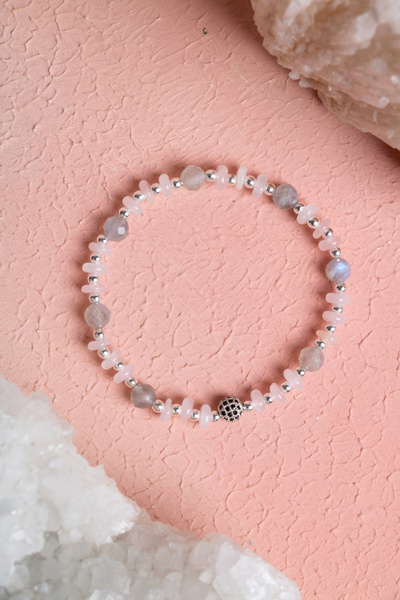 OSMANLI DOĞAL TAŞ سوار من الكوارتز الوردي المعتمد، مصنوع من الحجر الطبيعي مع ...