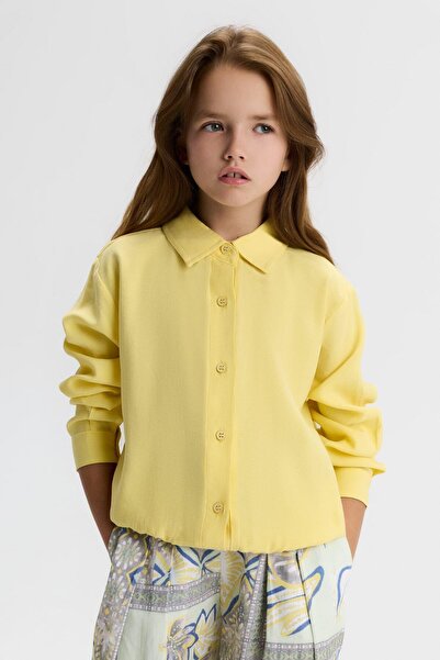 NK Блуза с бродерия и яка за момичета, възраст 8-14 години, жълта