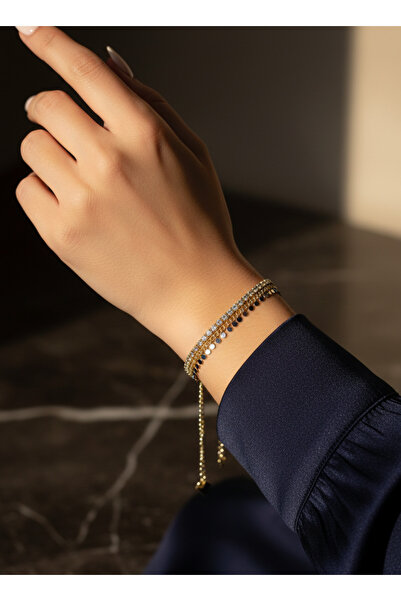 Elmosia Jewelry 14K Altın Kaplama Taş Detaylı Pullu Ayarlanabilir Şık Kadın B...