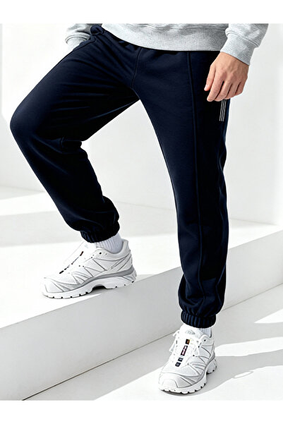 EFFRENATU بنطال رياضي باللون الأزرق الداكن بتصميم خاص مطبوع الأفضل