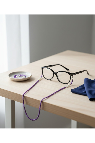 YONGA'S BOUTİQUE حبل نظارات من الخرز الأرجواني