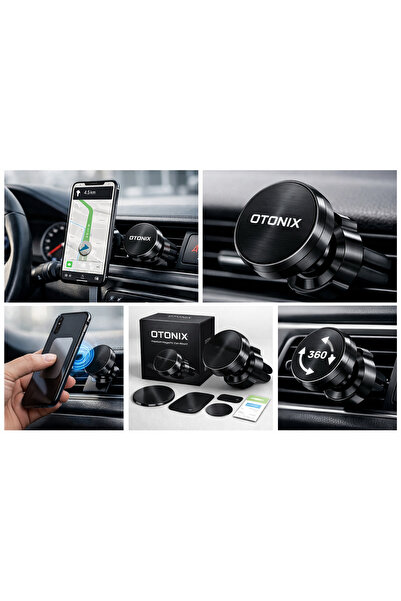 OTONIX Premium Manyetik Araç Telefon Tutucu – Metal Gövde, Güçlü Mıknatıs, 360° Dönebilir